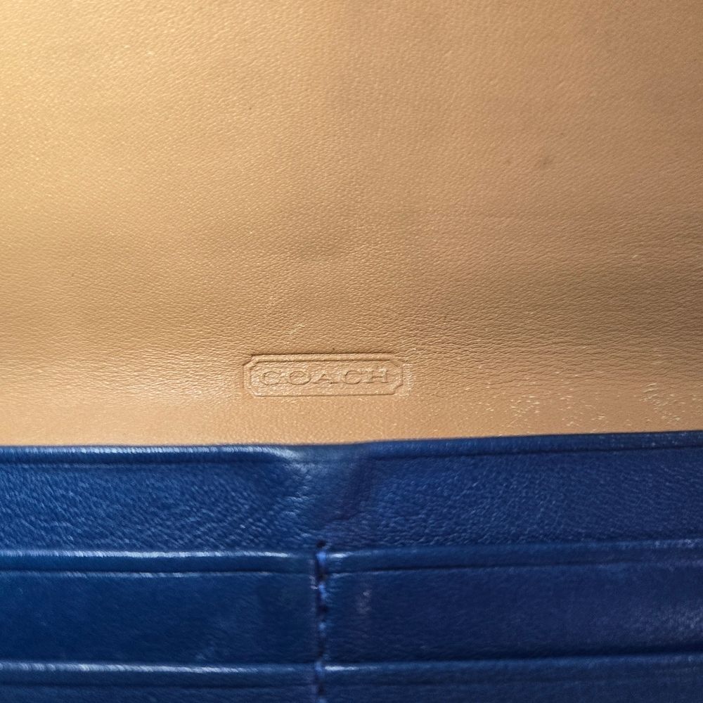 🐢 Coach Royal Blue Vintage Leather Clutch/Wallet - Picture 10 of 16